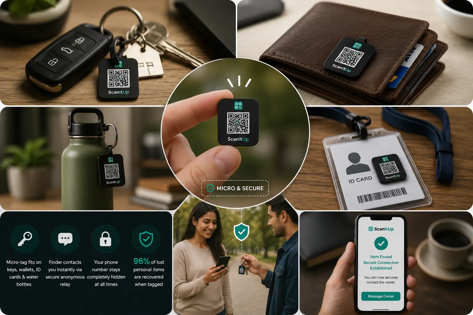 Keys and wallet with Scan It Up QR tag
