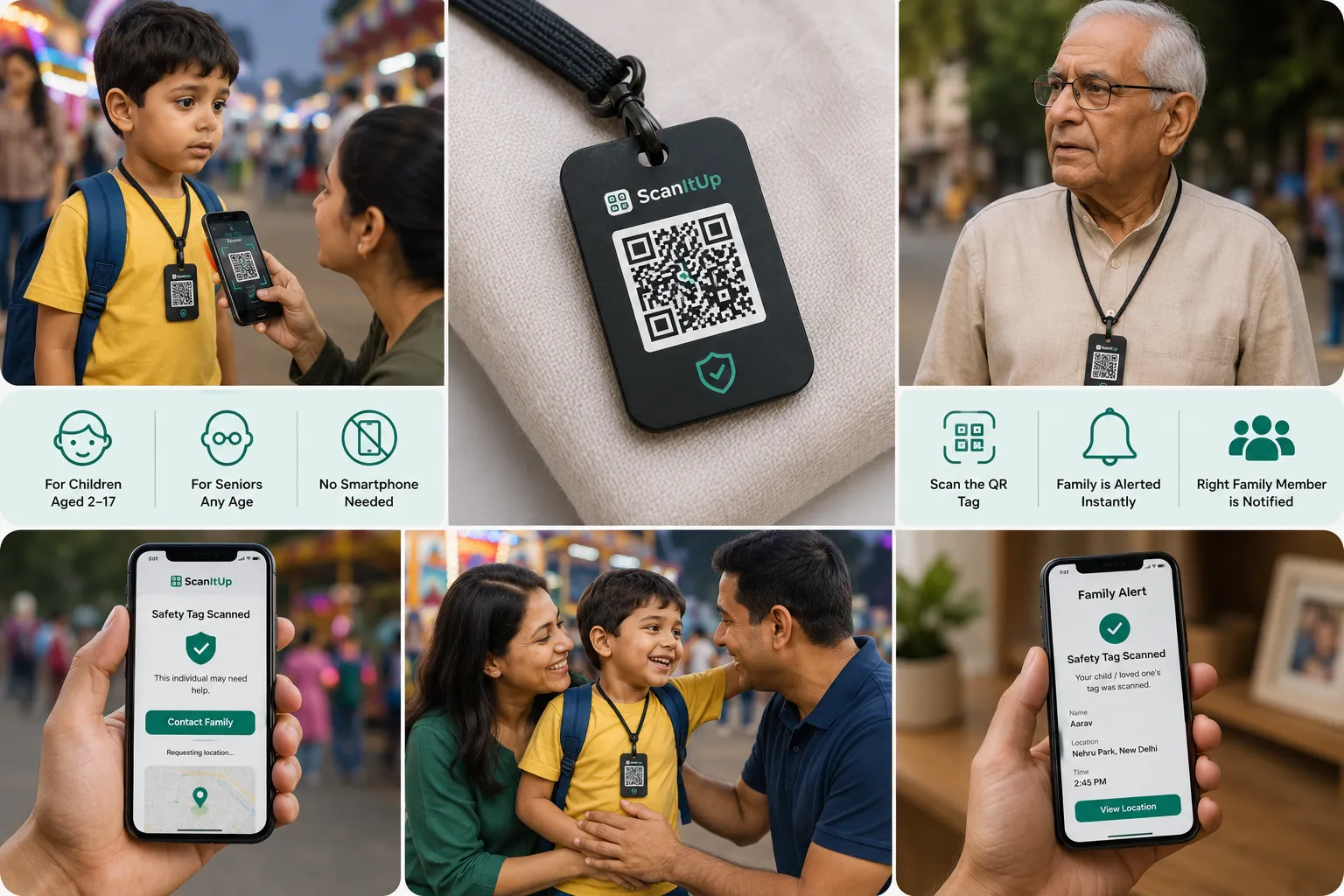 Child safety QR ID tag worn on wrist